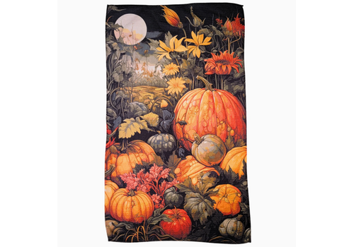  Driftless Studios Fall Full Moon Harvest Halloween Waffle Towel 