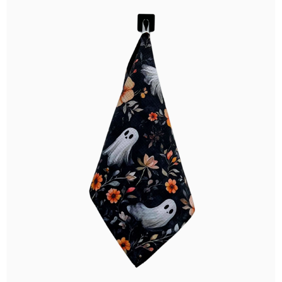 Ghosts & Fall Flowers Waffle Towel