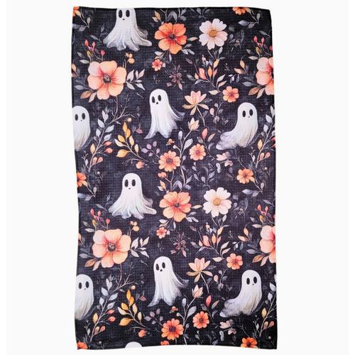  Driftless Studios Ghosts & Fall Flowers Waffle Towel 