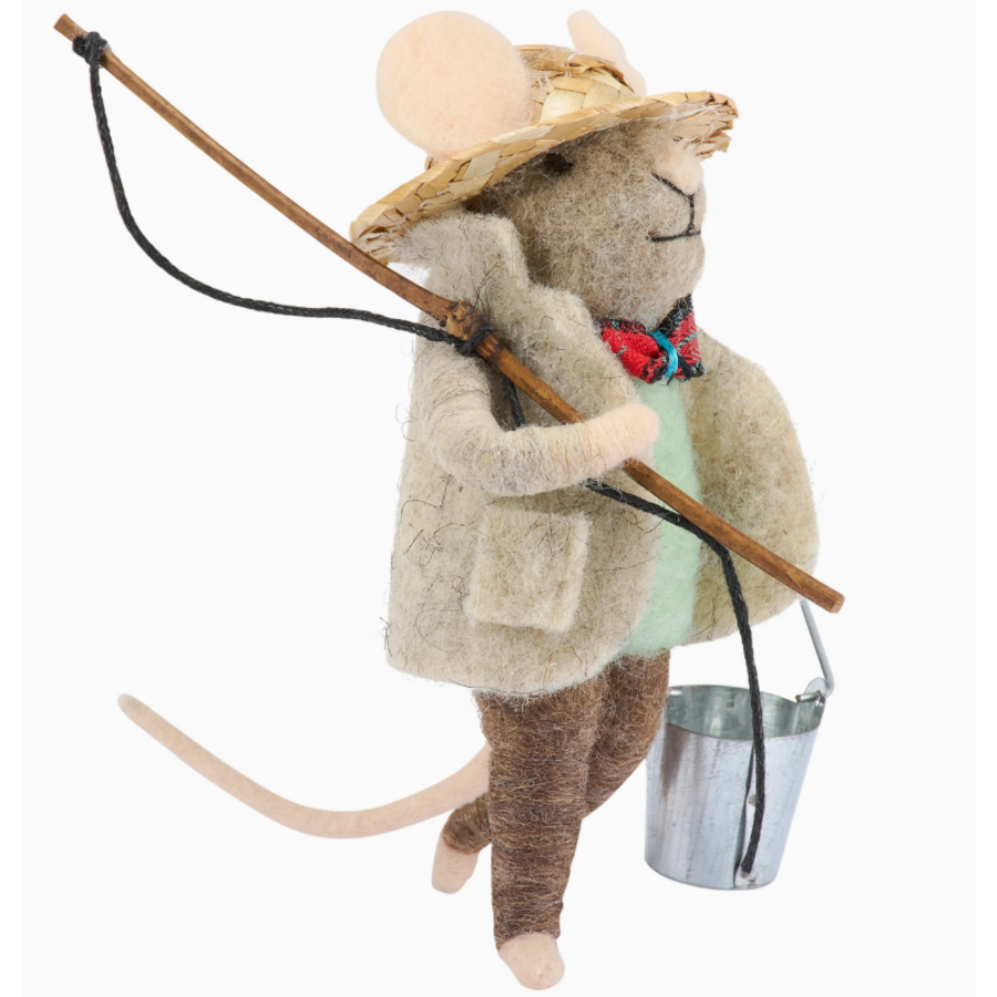Felt Fishing Mouse Critter