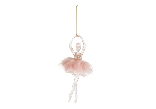  Creative Co-Op Ballerina Ornament with Fluffy Pink Tutu and Glitter 