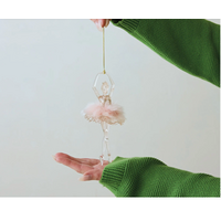 Ballerina Ornament with Fluffy Pink Tutu and Glitter