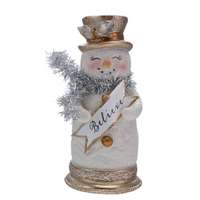 Resin Glitter Snowman with Tinsel Scarf