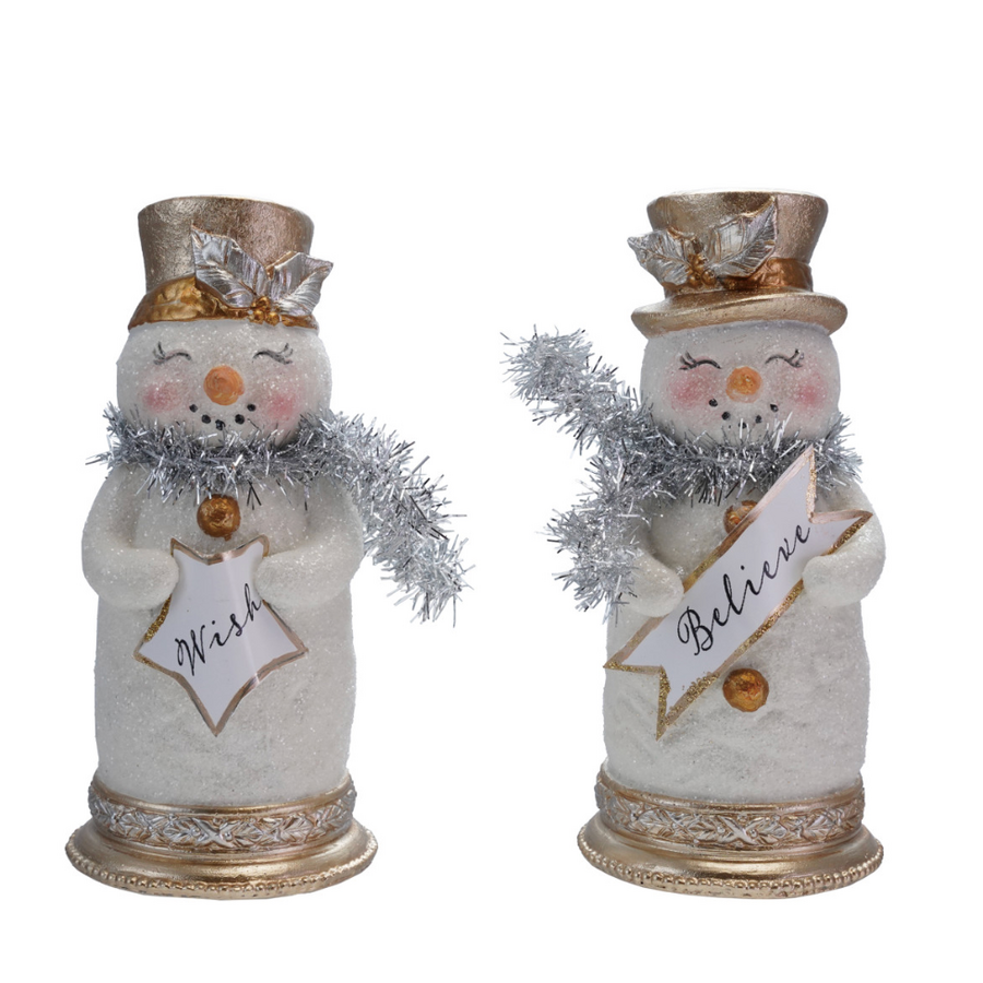 Resin Glitter Snowman with Tinsel Scarf