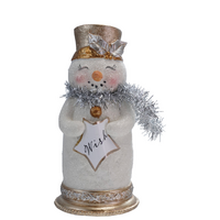 Resin Glitter Snowman with Tinsel Scarf