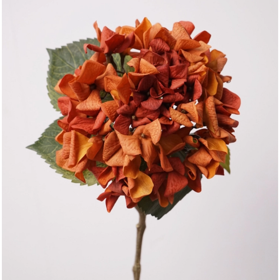 24" Ultra-Realistic Hydrangea Sunset Orange