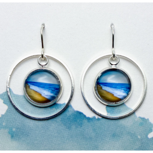  Nancy Reid Carr Coastal Orbit Drop Earrings Sterling Silver Serene Beach 