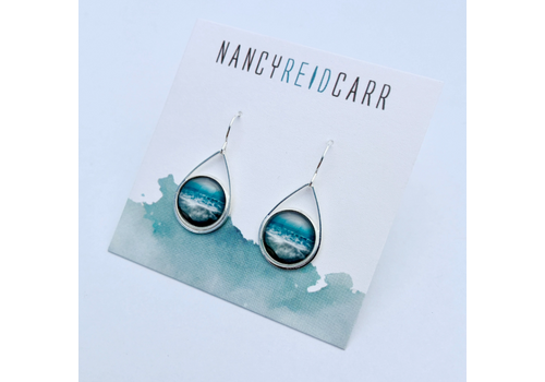  Nancy Reid Carr Aqua Sea Teardrop Earrings 