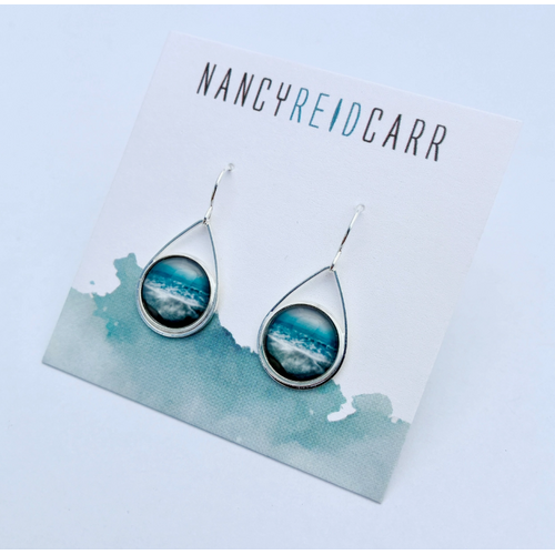  Nancy Reid Carr Aqua Sea Teardrop Earrings 