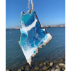 Flow Art Studios Maine State Ocean Ornament with Sand