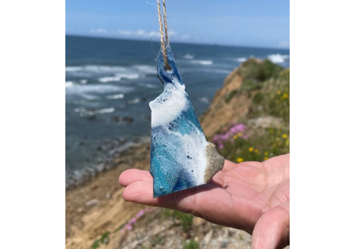  Flow Art Studios NH State Ocean Ornament with Sand 