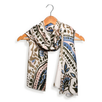 Neutral Abstract Paisley Scarf