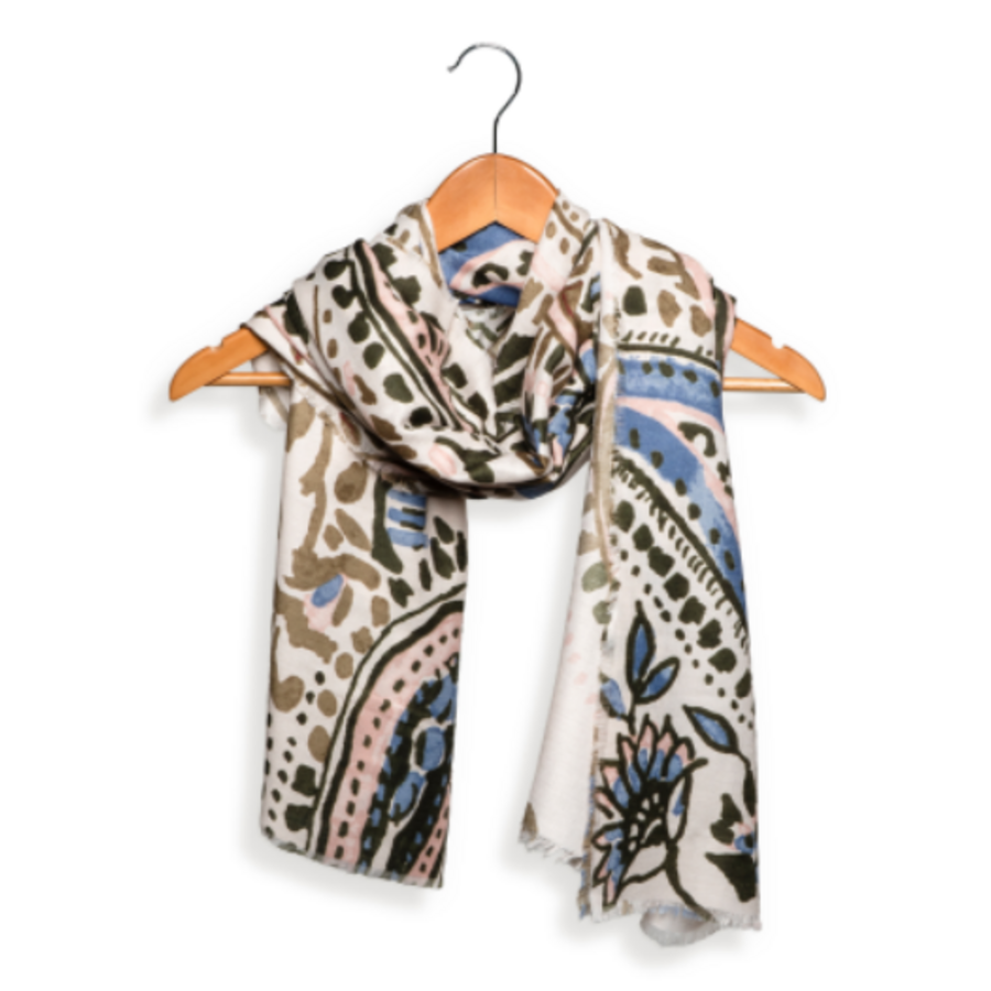 Neutral Abstract Paisley Scarf