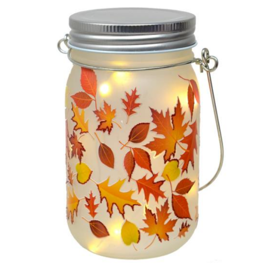 Fall Leaves LED Mason Jar
