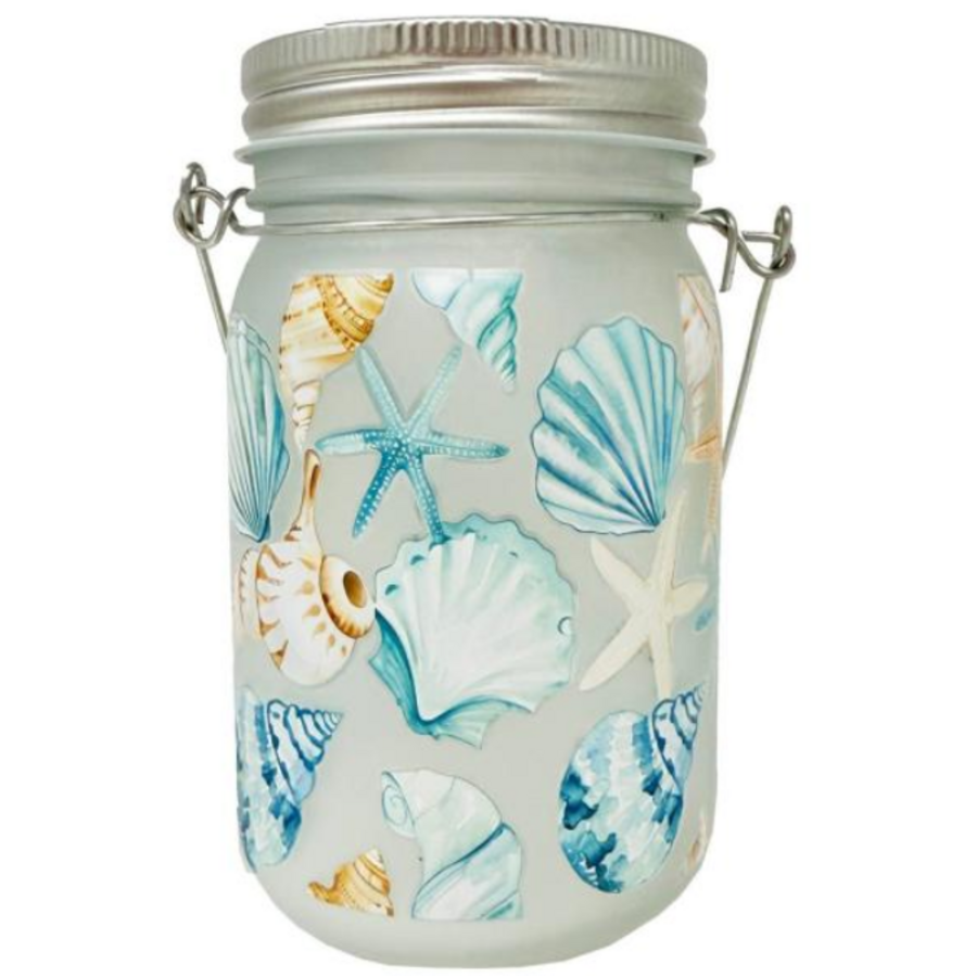 Blue Shells LED Mason Jar