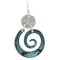Disc Top Patina Swirl Earrings