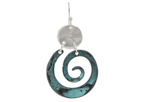  Rain Jewelry Collection Disc Top Patina Swirl Earrings 