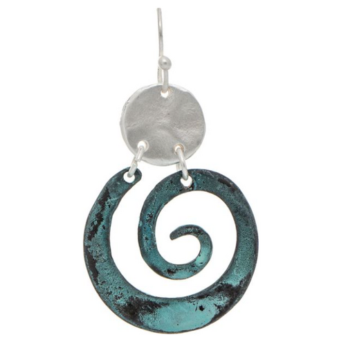  Rain Jewelry Collection Disc Top Patina Swirl Earrings 