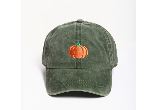  David and Young Pumpkin Embroidery Fall Baseball Cap Olive 