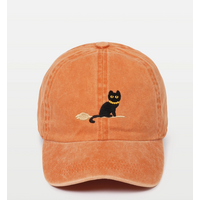 Black Cat Embroidery Cotton Baseball Cap Rust