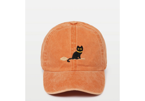  David and Young Black Cat Embroidery Cotton Baseball Cap Rust 