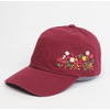 David and Young Flowers Side Embroidery Cotton Baseball Cap Plum