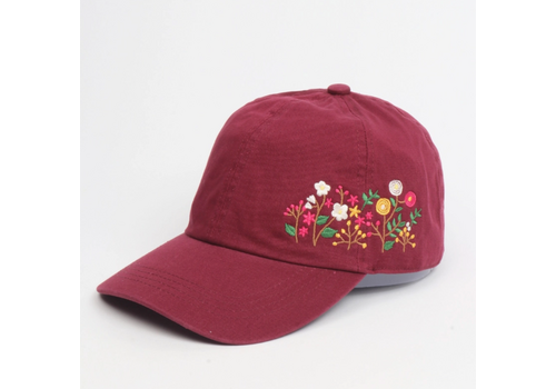  David and Young Flowers Side Embroidery Cotton Baseball Cap Plum 