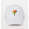 David and Young Flower Embroidery Cotton Baseball Cap White