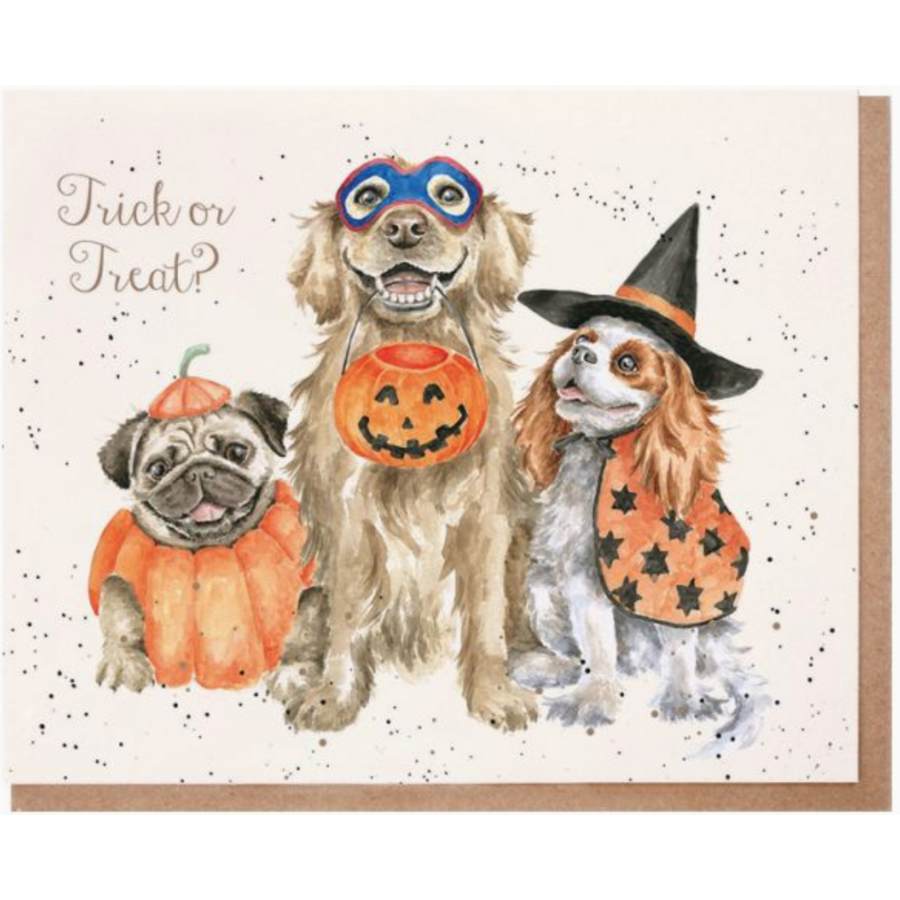 Trick or Treat 3 Dogs Card