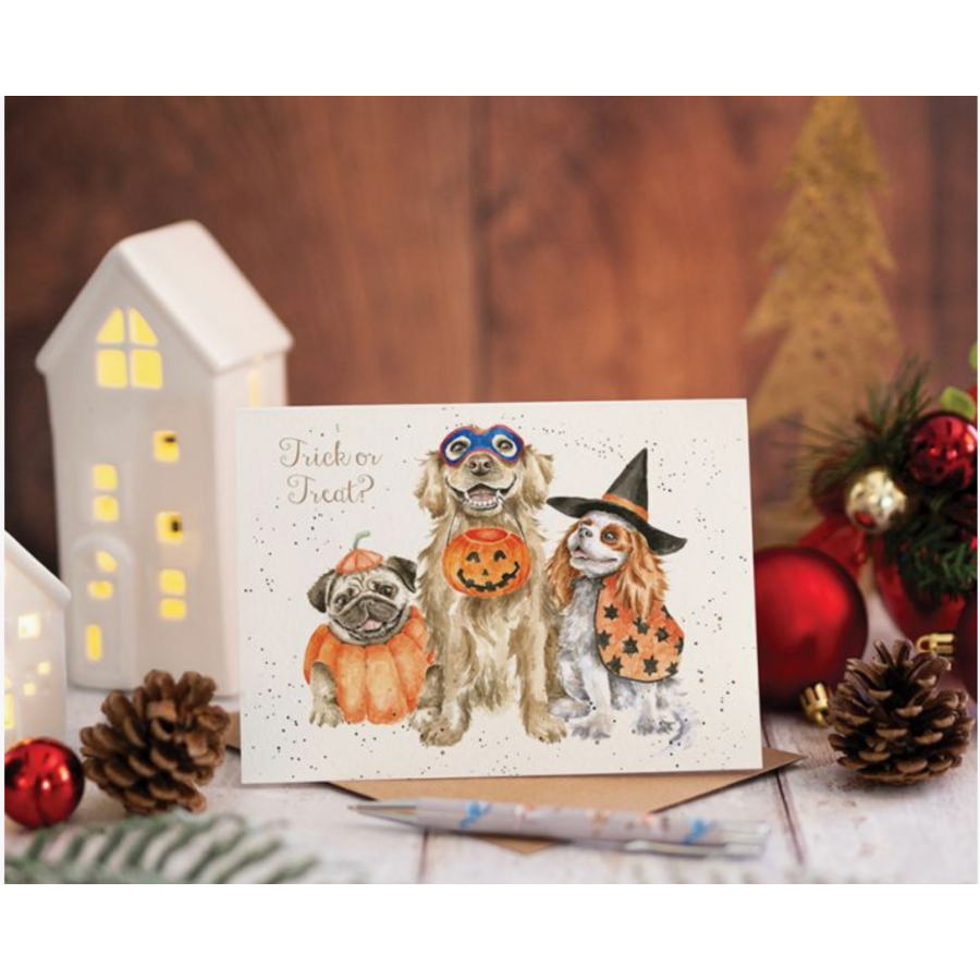 Trick or Treat 3 Dogs Card