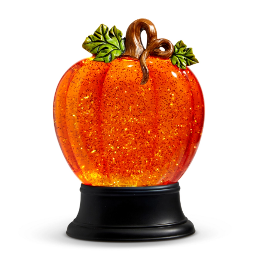 9.5" Lighted Flat Swirling Glitter Water Pumpkin
