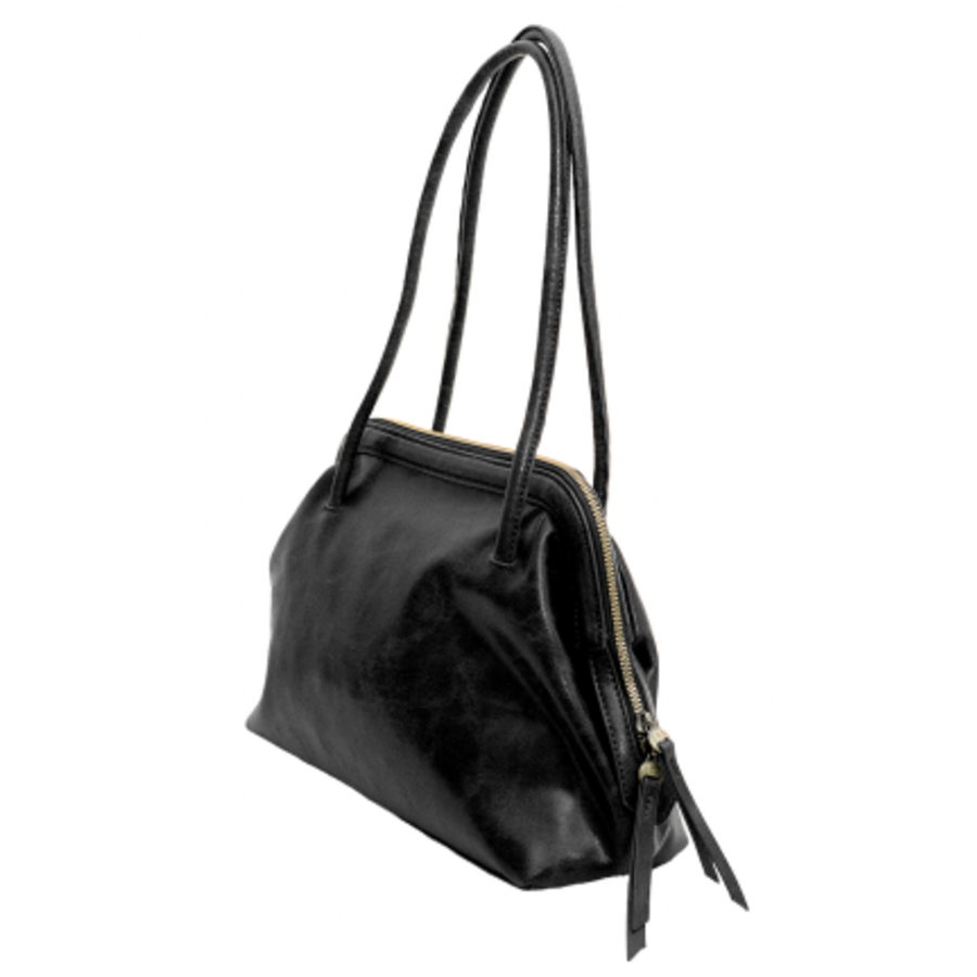 Vegan Leather Doctor Shoulder Bag Black