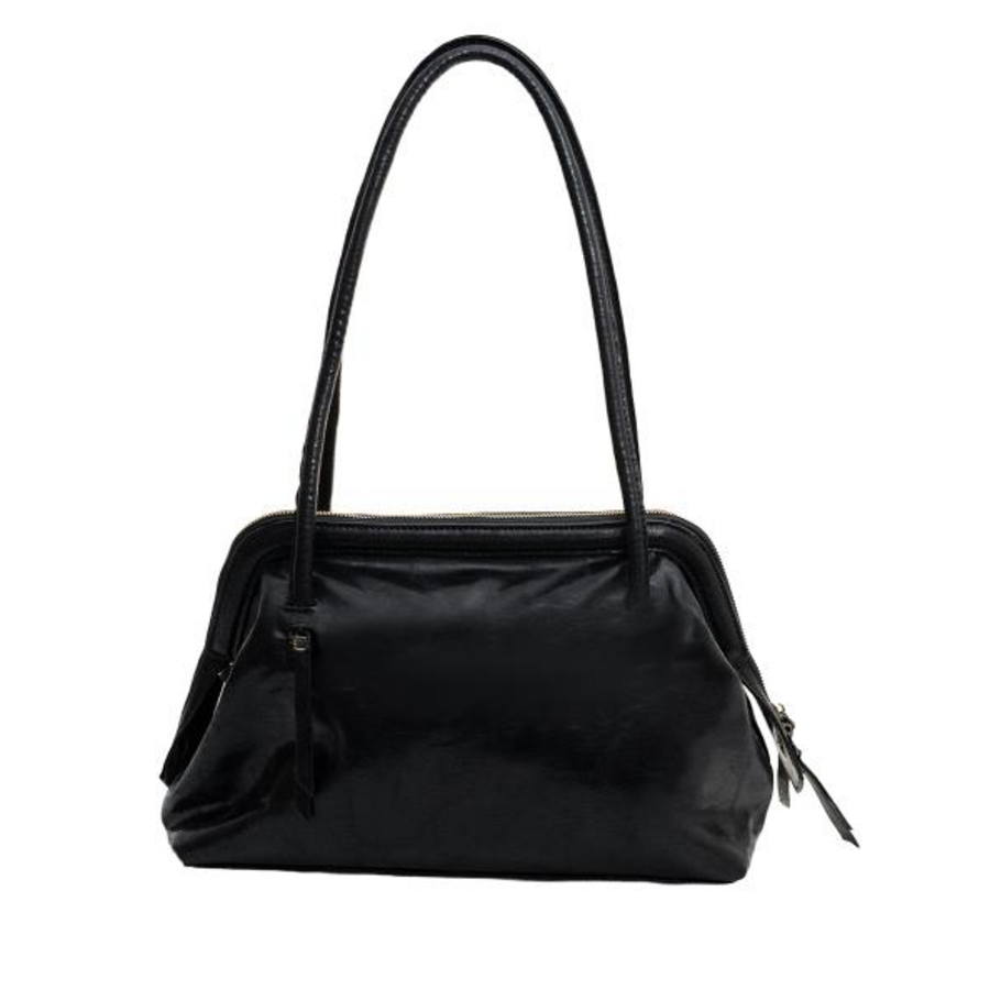 Vegan Leather Doctor Shoulder Bag Black