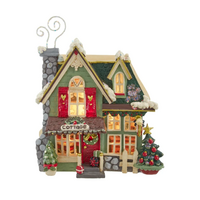 11.5" Light Up Snow Town Santa Kringle Cottage Table Piece