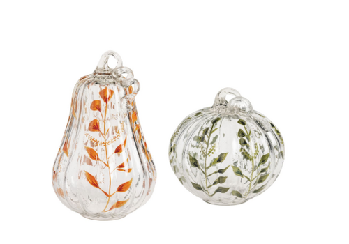  Mud Pie Painted Glass Pumpkin Sitter 