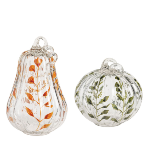  Mud Pie Painted Glass Pumpkin Sitter 