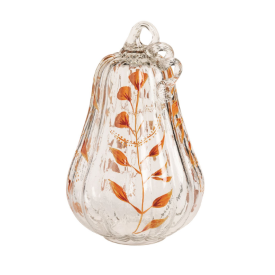 Painted Glass Pumpkin Sitter