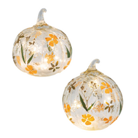 Pressed Flower LED Glass Pumpkin