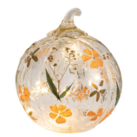 Pressed Flower LED Glass Pumpkin