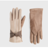 COCO + CARMEN Faux Leather Twist Houndstooth Touchscreen Gloves Tan