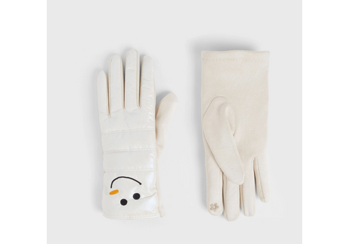  COCO + CARMEN Snowman Puffer Touchscreen Gloves Iridescent White 