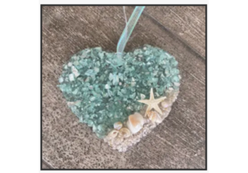  Sea Dreams Coastal Art Coastal Heart Sun Catcher / Ornament 