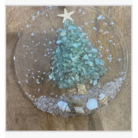 Coastal Christmas Ornament Aqua Tree with Shells and Beach