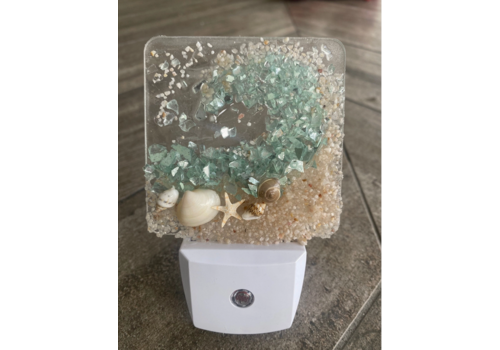 Sea Dreams Coastal Art Coastal Night Light- Aqua Glass Wave 