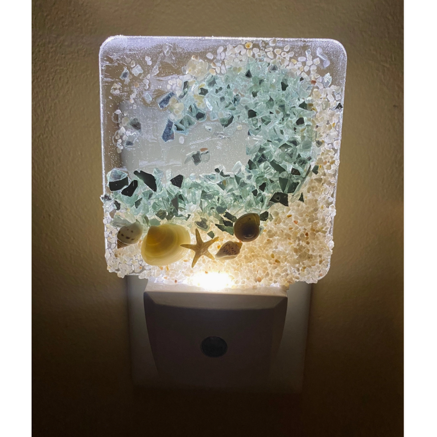Coastal Night Light- Aqua Glass Wave