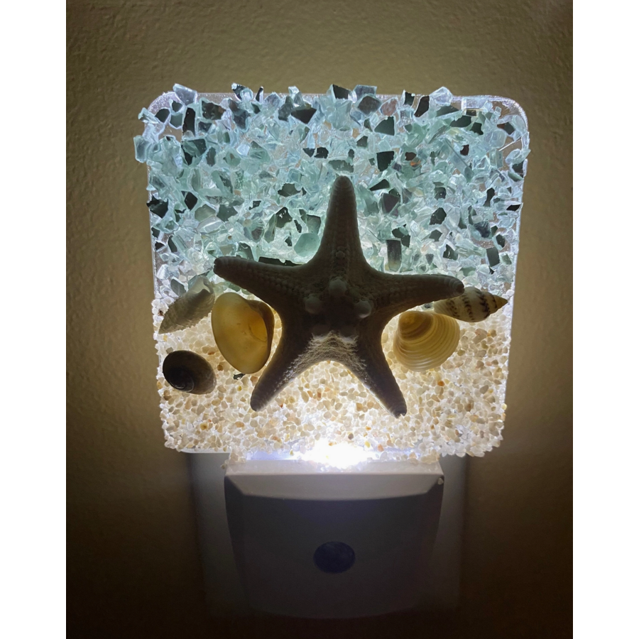 Coastal Night Light Starfish with Seashells