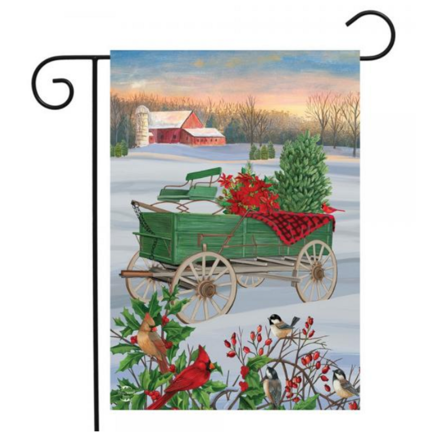 Winter Wagon Garden Flag