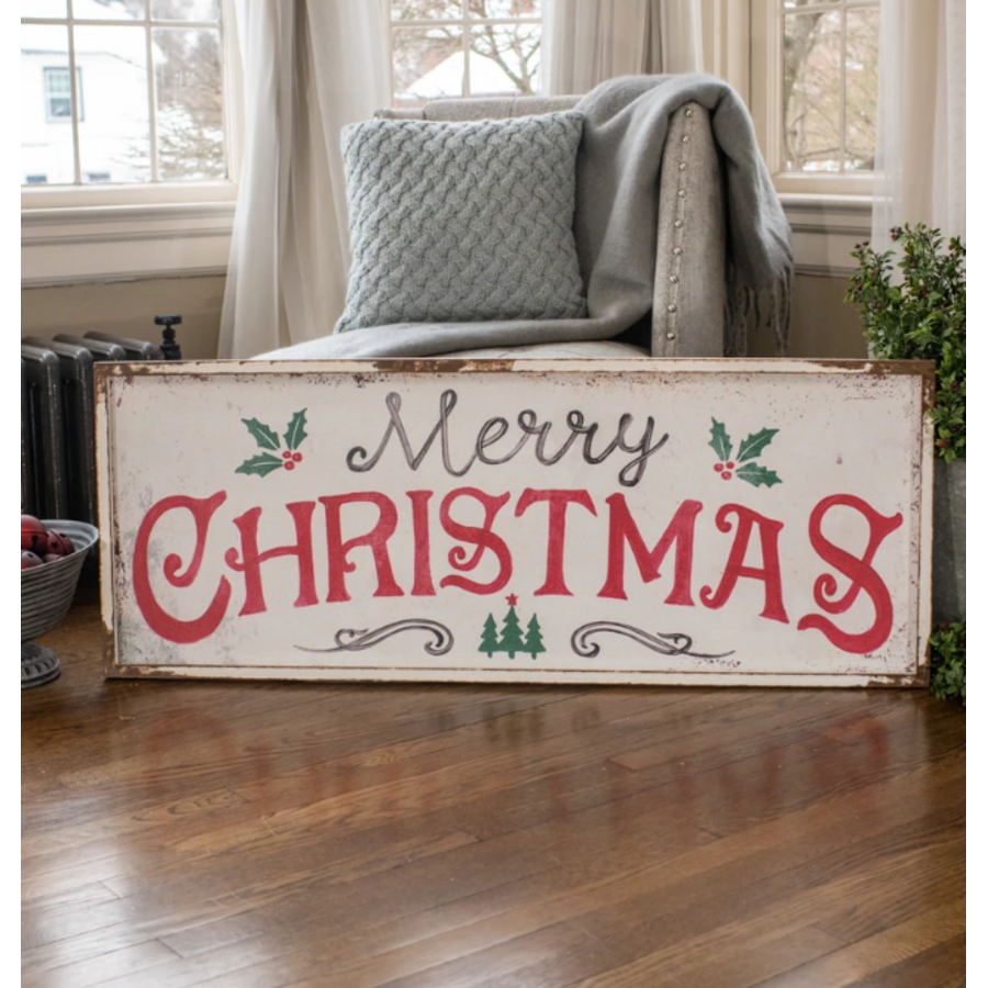 48" Merry Christmas Sign with Holly