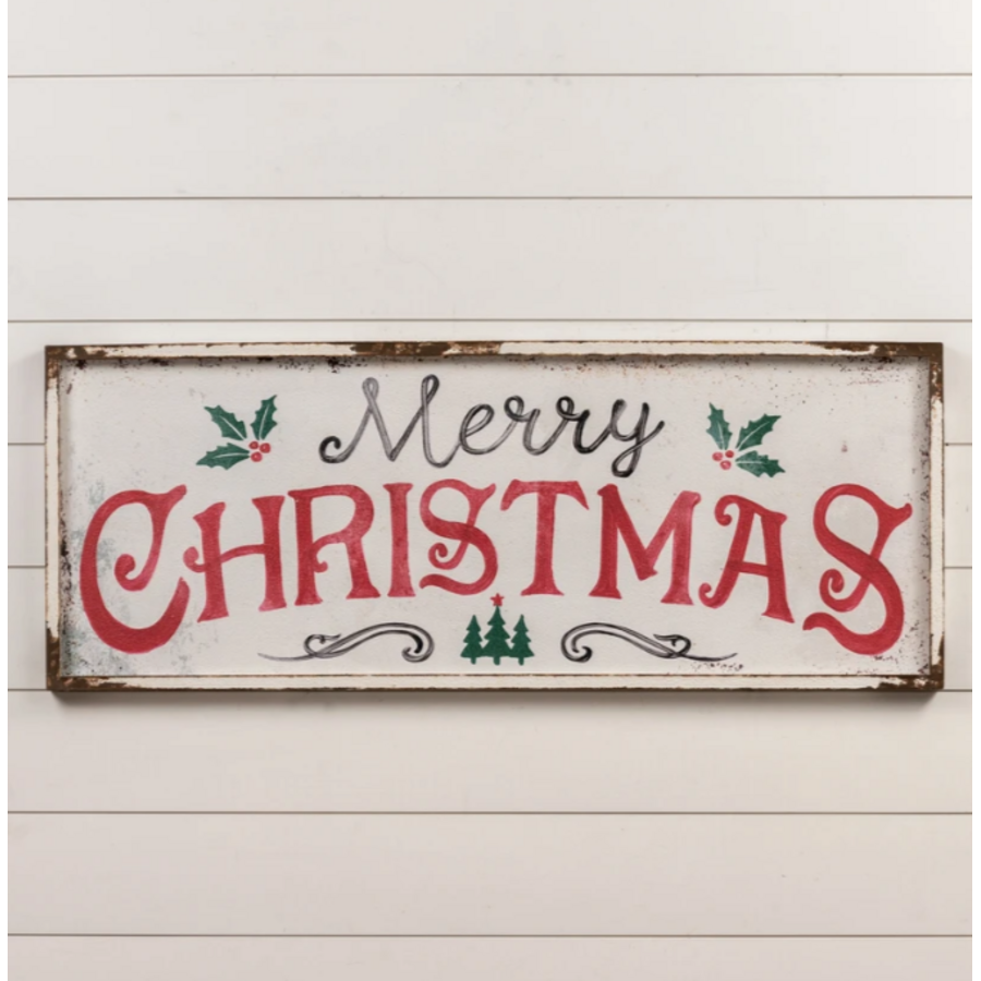 48" Merry Christmas Sign with Holly