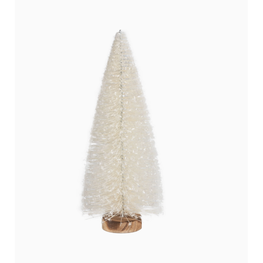 Off White Snow Glittered Bottle Brush Tree